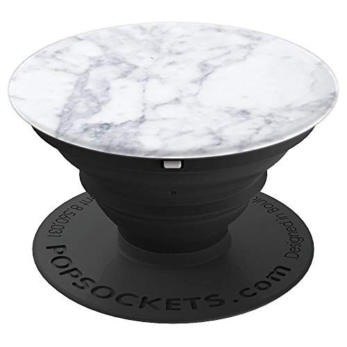 White Marble, White Granite, Simple, Minimal - PopSockets Grip and Stand for Phones and Tablets