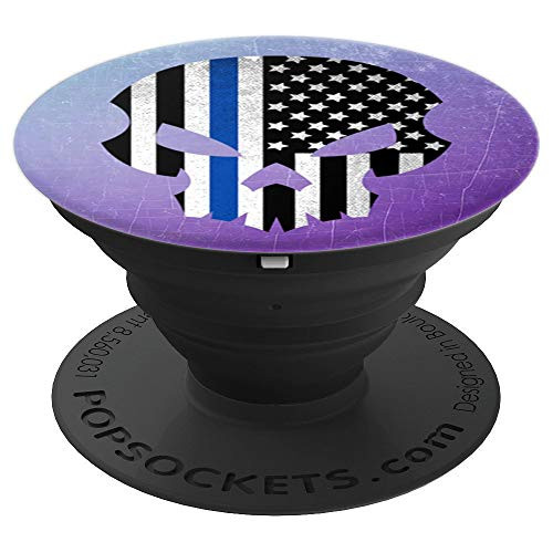 Police Mobile Mount Thin Blue Line Skull USA Flag on Purple - PopSockets Grip and Stand for Phones and Tablets Police Mobile Mount Thin Blue Line Skull USA Flag on Purple - PopSockets Grip and Stand for Phones and Tablets