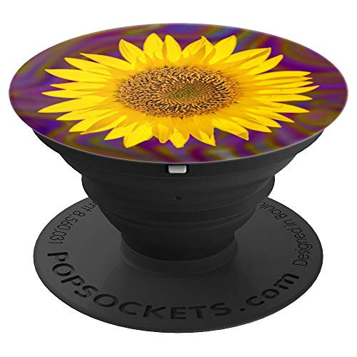 Yellow Sunflower Pop-Socket Grip Floral Purple-Design Gift - PopSockets Grip and Stand for Phones and Tablets