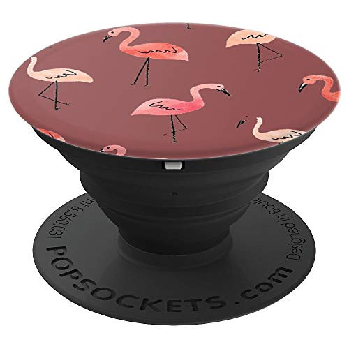 Pop Sockets Flamingo Pink Reddish Brown Background for Girls - PopSockets Grip and Stand for Phones and Tablets
