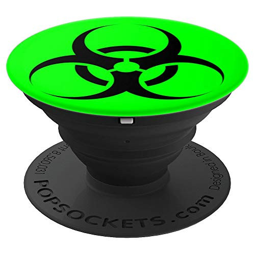 Neon Green and Black Biohazard Toxic Hazard Warning - PopSockets Grip and Stand for Phones and Tablets