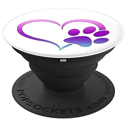 Teal Purple Pink Ombre Dog Paw Print Heart On White - PopSockets Grip and Stand for Phones and Tablets Teal Purple Pink Ombre Dog Paw Print Heart On White - PopSockets Grip and Stand for Phones and Tablets