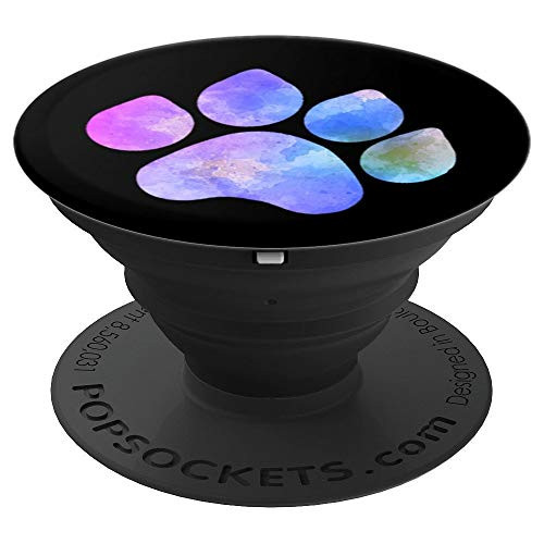Dog Paw Print Purple Blue Watercolor Black Design - PopSockets Grip and Stand for Phones and Tablets Dog Paw Print Purple Blue Watercolor Black Design - PopSockets Grip and Stand for Phones and Tablets