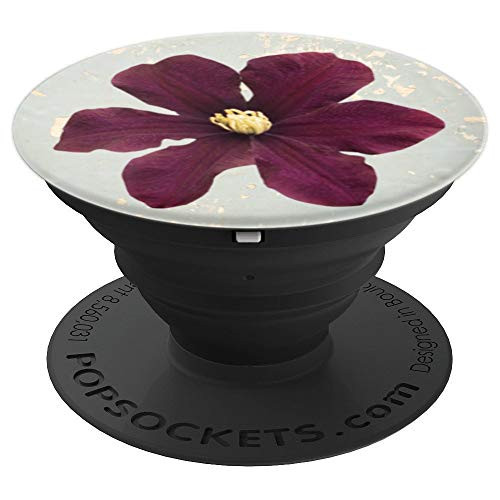 Pressed Flower Floral Single Dark Purple Paper Botanical - PopSockets Grip and Stand for Phones and Tablets