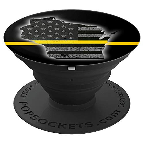 Wisconsin Thin Yellow Line 911 Dispatcher EMS Dispatchers - PopSockets Grip and Stand for Phones and Tablets