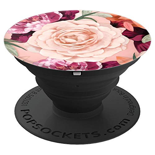 White Pink Rose Purple Peony Flowers - Floral Design - PopSockets Grip and Stand for Phones and Tablets