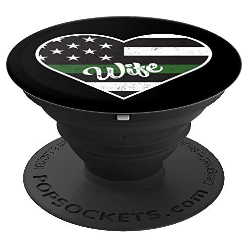 Thin Green Line Heart Army Wife Mom USA American Flag - PopSockets Grip and Stand for Phones and Tablets