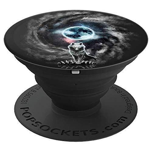 Wolf and Moon Light Gift for Wolves Wolf Lovers - PopSockets Grip and Stand for Phones and Tablets