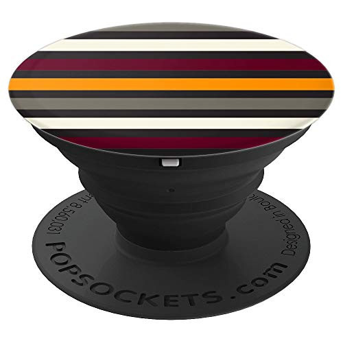 Pretty Stripes - Black, Gray, Yellow and Maroon - PopSockets Grip and Stand for Phones and Tablets