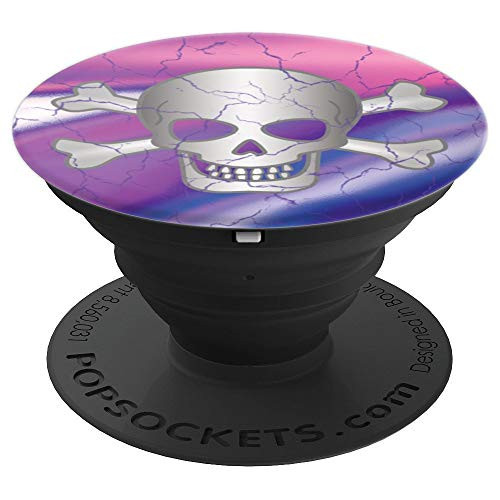 Skull and Crossbones Pink and Purple Design - PopSockets Grip and Stand for Phones and Tablets