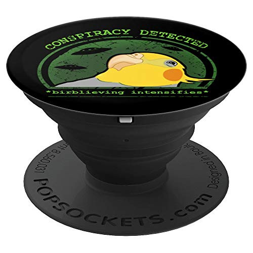 Conspiracy Detected Birb Memes Green Funny Bird Cockatiel PopSockets Grip and Stand for Phones and Tablets