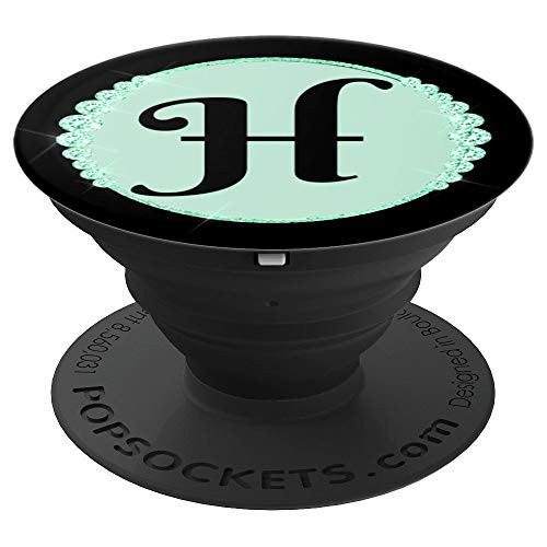 Letter H Personalized Monogram with Pretty Mint Green Backgr - PopSockets Grip and Stand for Phones and Tablets