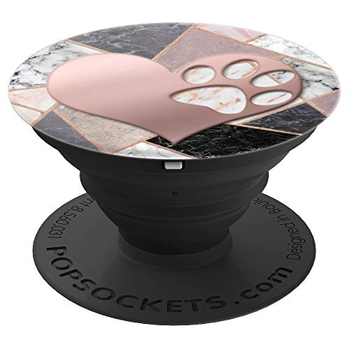 Golden Rose Pink Dog Cat Paw Print Heart On All Marbled Look - PopSockets Grip and Stand for Phones and Tablets Golden Rose Pink Dog Cat Paw Print Heart On All Marbled Look - PopSockets Grip and Stand for Phones and Tablets