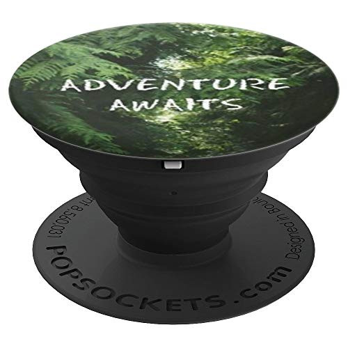 Adventure Awaits Green Trees Outdoor Travel Adventure Gift - PopSockets Grip and Stand for Phones and Tablets
