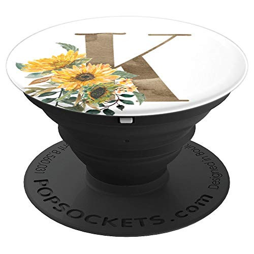 Sunflower Yellow Flowers White Monogram Initial Letter K - PopSockets Grip and Stand for Phones and Tablets Sunflower Yellow Flowers White Monogram Initial Letter K - PopSockets Grip and Stand for Phones and Tablets