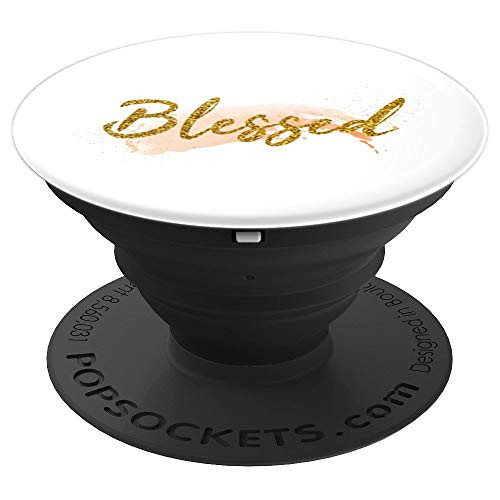 Blessed Gold Pink Watercolor Cute White Gift - PopSockets Grip and Stand for Phones and Tablets