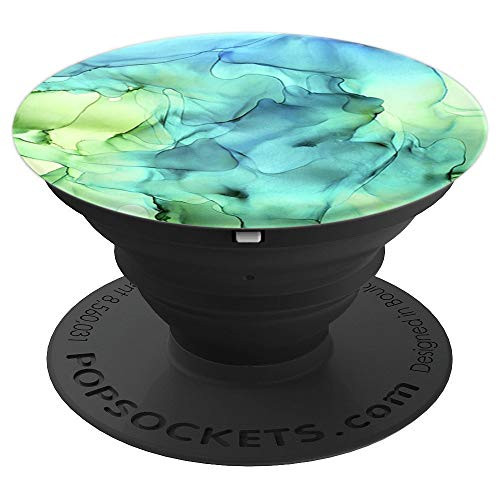 Marbled Ink with Blue and Green Blends Colorful Pattern - PopSockets Grip and Stand for Phones and Tablets