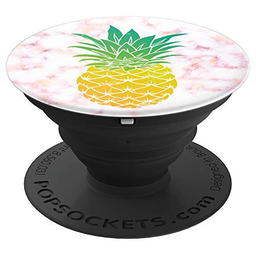 Pink Rose White Marble Yellow Green Pineapple Girls Women - PopSockets Grip and Stand for Phones and Tablets