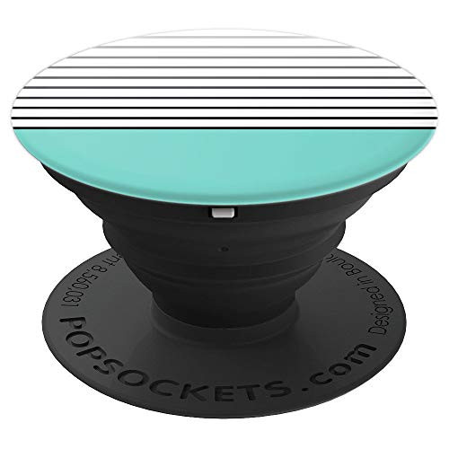 Mint-Solid Pop-Socket Black-Stripes - PopSockets Grip and Stand for Phones and Tablets