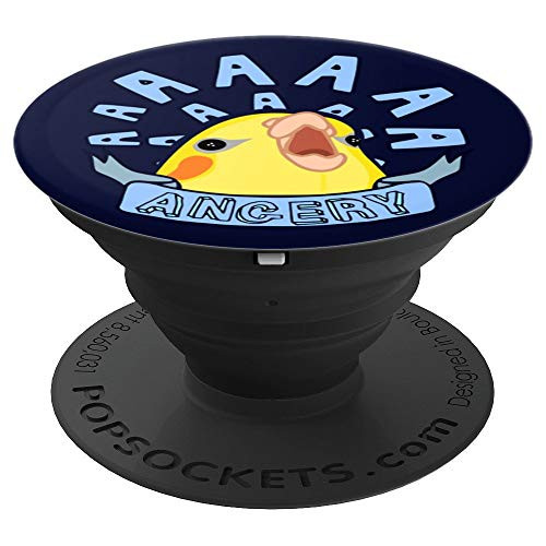 Angery Cockatiel Face Funny Birb Memes Bird Pet Parrot Blue PopSockets Grip and Stand for Phones and Tablets