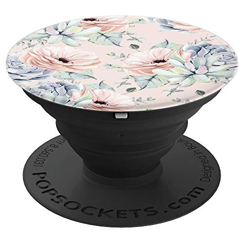 Succulents Rose Flower Garden Pink by Nature Magick - PopSockets Grip and Stand for Phones and Tablets