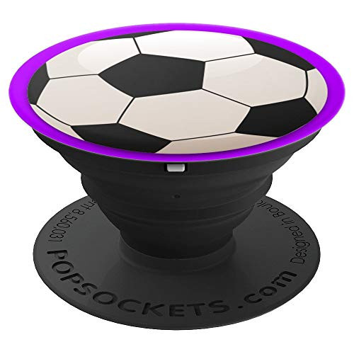 The PixelPOD Soccer Ball Sport Purple For Kids PopSockets Stand for Smartphones and Tablets - PopSockets Grip and Stand for Phones and Tablets