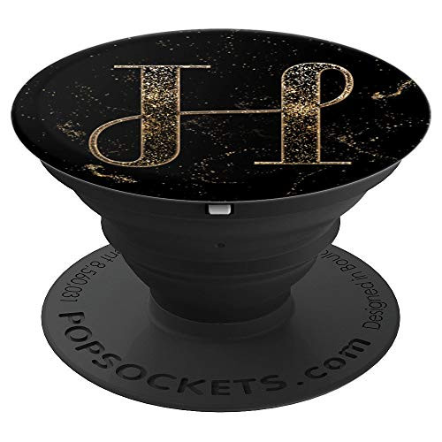 Elegant H Gold Black Initial Monogram Capital Letter Art - PopSockets Grip and Stand for Phones and Tablets