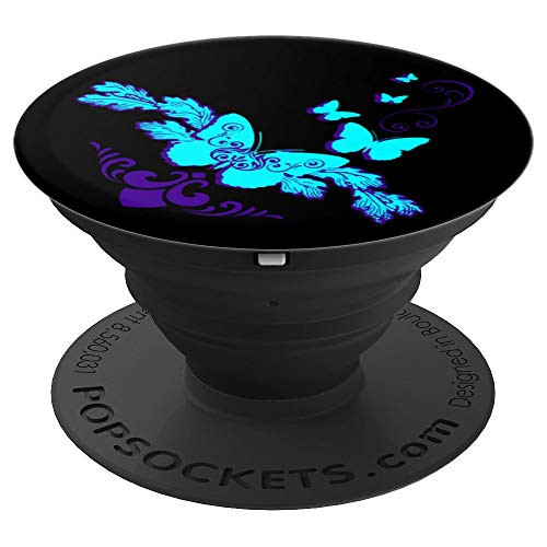 Butterflies in Purple and Blue - PopSockets Grip and Stand for Phones and Tablets
