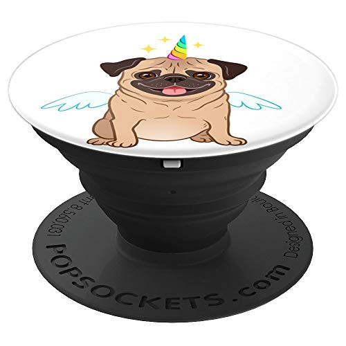 Cute Pug Unicorn Rainbow Colorful On White - PopSockets Grip and Stand for Phones and Tablets Cute Pug Unicorn Rainbow Colorful On White - PopSockets Grip and Stand for Phones and Tablets
