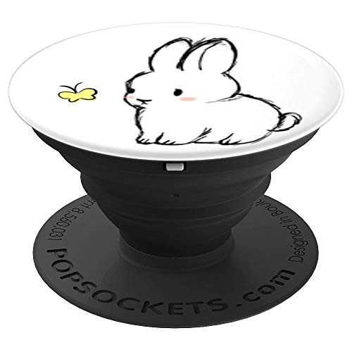 Cute Bunny Rabbit with Yellow Butterfly Graphic PopSocket - PopSockets Grip and Stand for Phones and Tablets