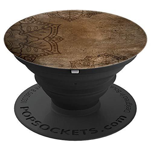 Brown Vintage Mandala Pattern Yoga Buddhist Art Zx - PopSockets Grip and Stand for Phones and Tablets