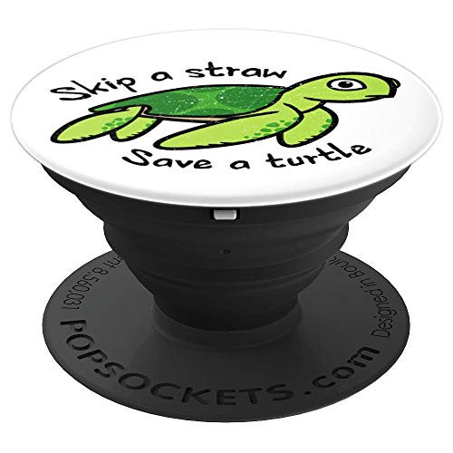 Skip A Straw Save A Turtle - Turtle Conservation Gift PopSockets Grip and Stand for Phones and Tablets