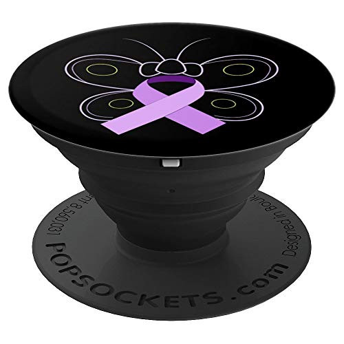 Edwards Syndrome Awareness Products Trisomy 18 Purple Ribbon - PopSockets Grip and Stand for Phones and Tablets