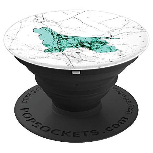 English Cocker Spaniel Marble White Blue Green - PopSockets Grip and Stand for Phones and Tablets