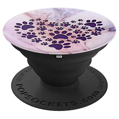 Purple Dog Paw Print Heart on Pink Blue Gray Marbled Look - PopSockets Grip and Stand for Phones and Tablets Purple Dog Paw Print Heart on Pink Blue Gray Marbled Look - PopSockets Grip and Stand for Phones and Tablets