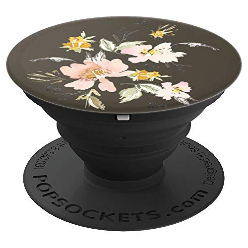 Pink Soft Watercolor Painted Simple Florals & Neutral Brown - PopSockets Grip and Stand for Phones and Tablets