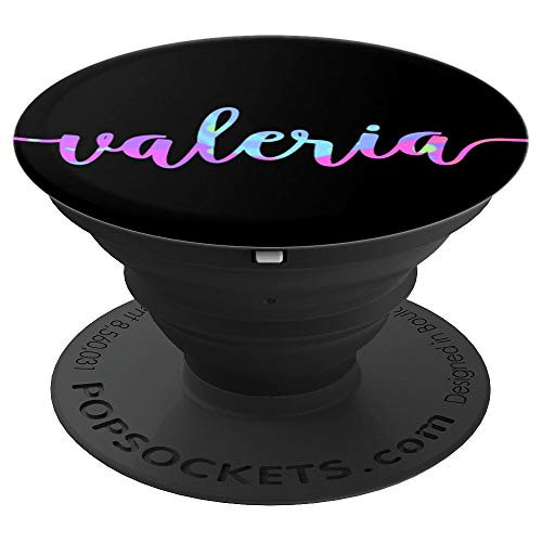 First Name Valeria & Purple Pink Marble Rainbow PACH554 - PopSockets Grip and Stand for Phones and Tablets