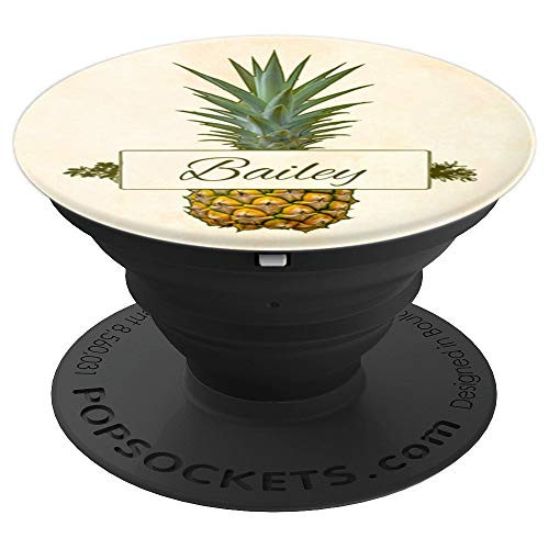 Pineapple Personalized First Name Bailey Green Yellow Gift - PopSockets Grip and Stand for Phones and Tablets