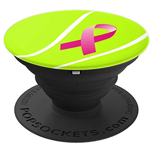 Tennis Ball Pink Ribbon Breast Cancer Awareness Supporter - PopSockets Grip and Stand for Phones and Tablets