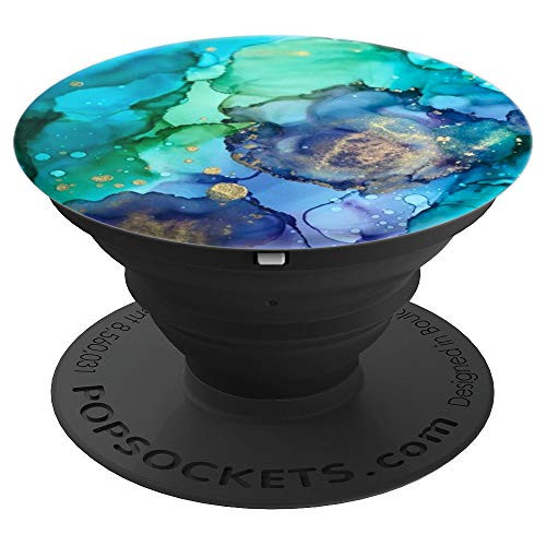 Marbled Ink with Green Blends Colorful Pattern - PopSockets Grip and Stand for Phones and Tablets