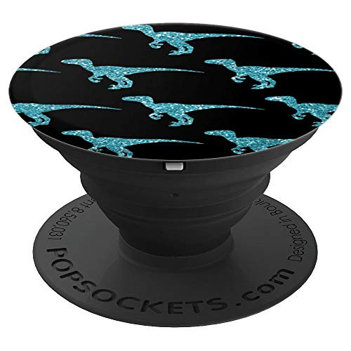 Raptor Dinosaur Velociraptor Blue Pattern - PopSockets Grip and Stand for Phones and Tablets