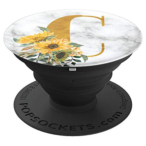 Sunflower Yellow Flowers Marble Monogram Initial Letter C - PopSockets Grip and Stand for Phones and Tablets Sunflower Yellow Flowers Marble Monogram Initial Letter C - PopSockets Grip and Stand for Phones and Tablets
