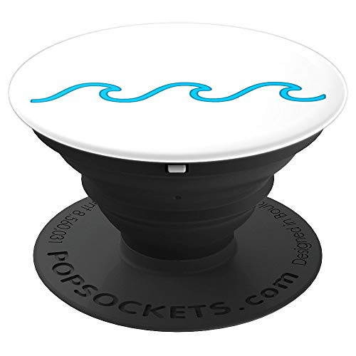 Wave - Minimal Modern Blue Outline for Travelers & Explorers - PopSockets Grip and Stand for Phones and Tablets