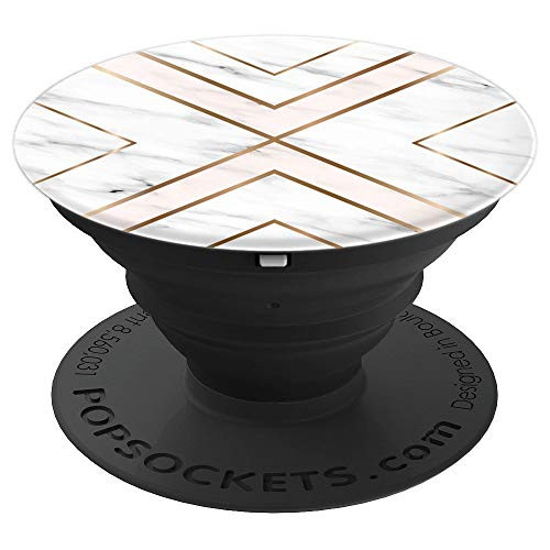 Pop Socket White Marble Geometric Pattern - PopSockets Grip and Stand for Phones and Tablets