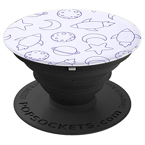 Cute Purple Lavender Space Rocket Planet Stars Cell Phone - PopSockets Grip and Stand for Phones and Tablets