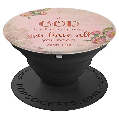 Religious Bible Text Feminine Floral Typography Art - PopSockets Grip and Stand for Phones and Tablets