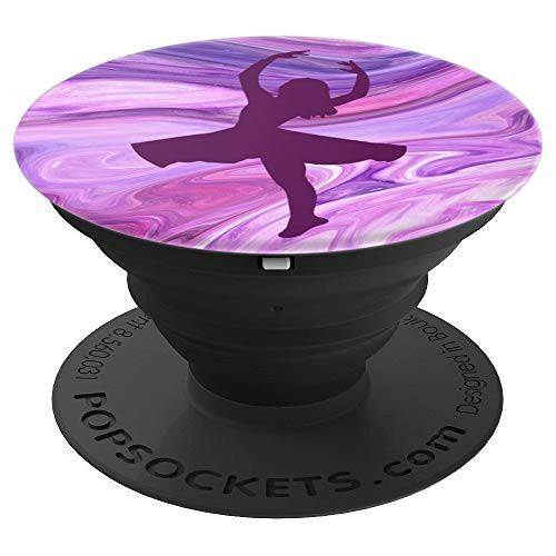 Ballerina Dancer Dance - Marble Background Pink Purple - PopSockets Grip and Stand for Phones and Tablets