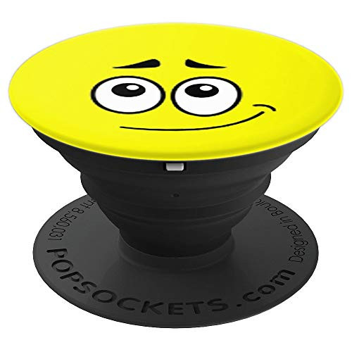 Smiling Emoji Face, Cute eyes with yellow color - PopSockets Grip and Stand for Phones and Tablets