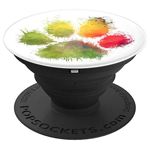 Dog Paw Print Colorful Green Yellow Messy Animal Lover Gift - PopSockets Grip and Stand for Phones and Tablets Dog Paw Print Colorful Green Yellow Messy Animal Lover Gift - PopSockets Grip and Stand for Phones and Tablets