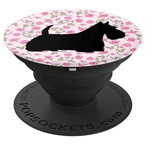 Scottish Terrier Scottie Dog Pink Floral Pattern - PopSockets Grip and Stand for Phones and Tablets
